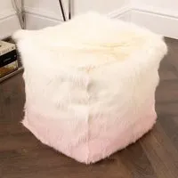 Loretta Goatskin Ombre Pouffe - Ivory & Pink alternate view