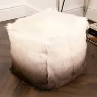 Loretta Ombre Pouffe - Brown, Goatskin