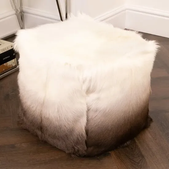 Loretta Ombre Pouffe - Brown, Goatskin image