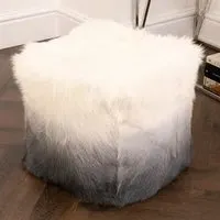 Loretta Ombre Pouffe - Charcoal, Goatskin
