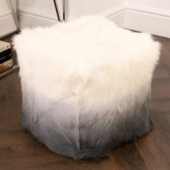 Loretta Ombre Pouffe - Charcoal, Goatskin