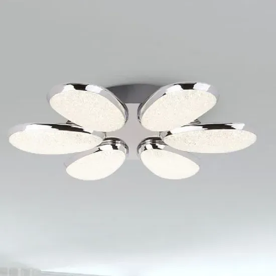 Lori 6 LED Ceiling Light - Chrome, Crystal Sand Glass