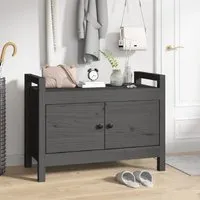 Lorman Hallway Seating Bench with 2 Doors - Grey, Pine