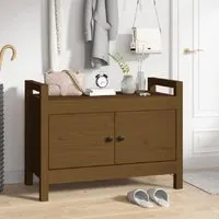 Lorman Hallway Seating Bench with 2 Doors - Honey Brown, Pine