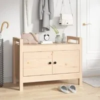 Lorman Hallway Seating Bench with 2 Doors - Natural, Pine