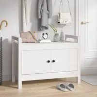 Lorman Hallway Seating Bench with 2 Doors - White, Pine