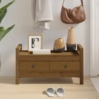 Lorman Hallway Seating Bench with 2 Drawers - Brown, Pine