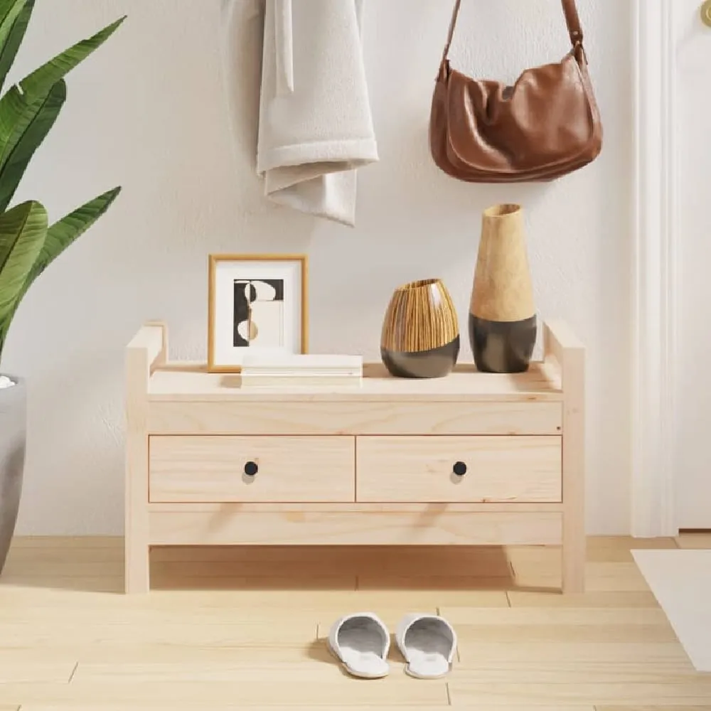 Lorman Hallway Seating Bench with 2 Drawers - Natural, Pine image