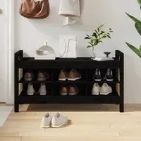 Lorman Shoe Storage Bench with 6 Shelves - Black, Pine