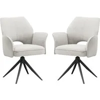 Lormeo Swivel Dining Chairs (Pair) - Cream, Fabric alternate view