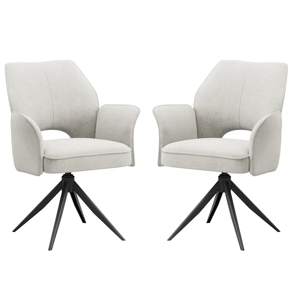 Lormeo Swivel Dining Chairs (Pair) - Cream, Fabric product