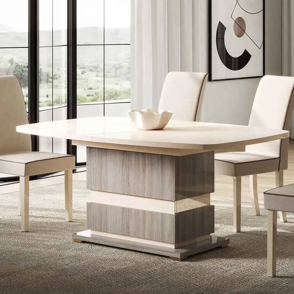 Losea Extendable Dining Table - Brown Marble Effect, High Gloss product