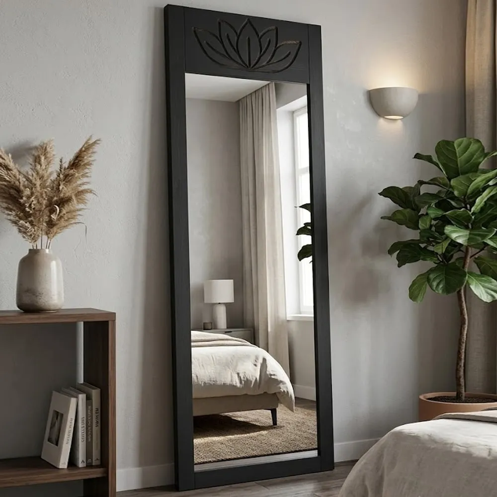 Lotus Glass Cheval Full-Length Mirror - Anthracite, Pine Wood product