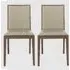 Lotus Walnut Dining Chairs with Leather Seat - Walnut, Stone