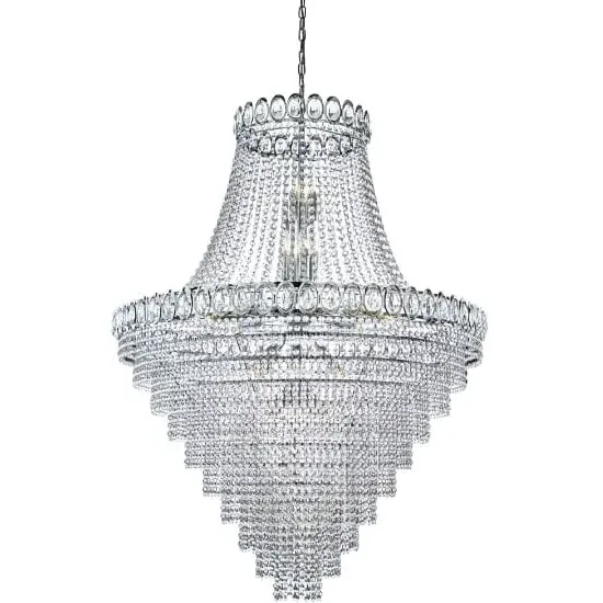 Louis Philipe 28 Light Chandelier - Chrome, Crystal