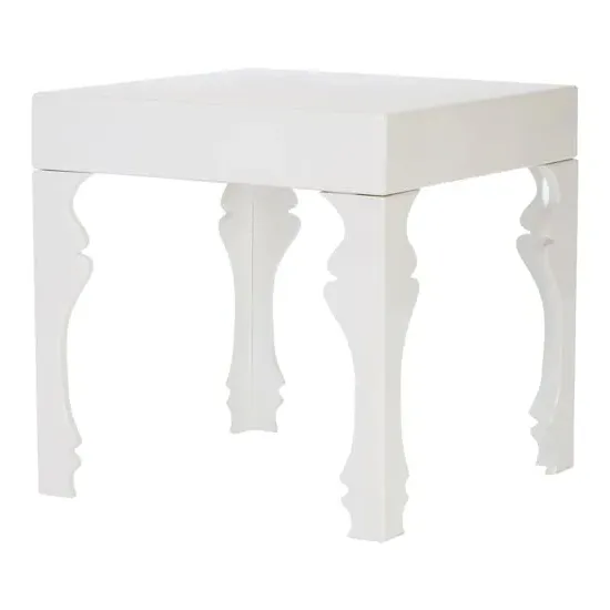 Louis Rectangular Side Table - White, High Gloss