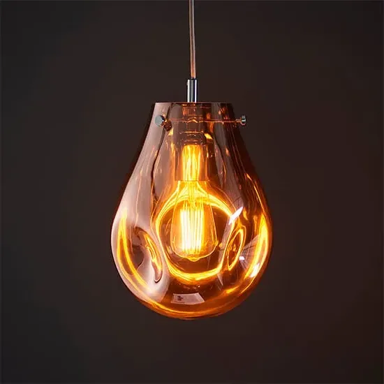 Lowell Blown Glass Ceiling Pendant Light - Copper