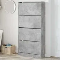 Lowell Shoe Storage Cabinet with 4 Flip-Drawers - Concrete