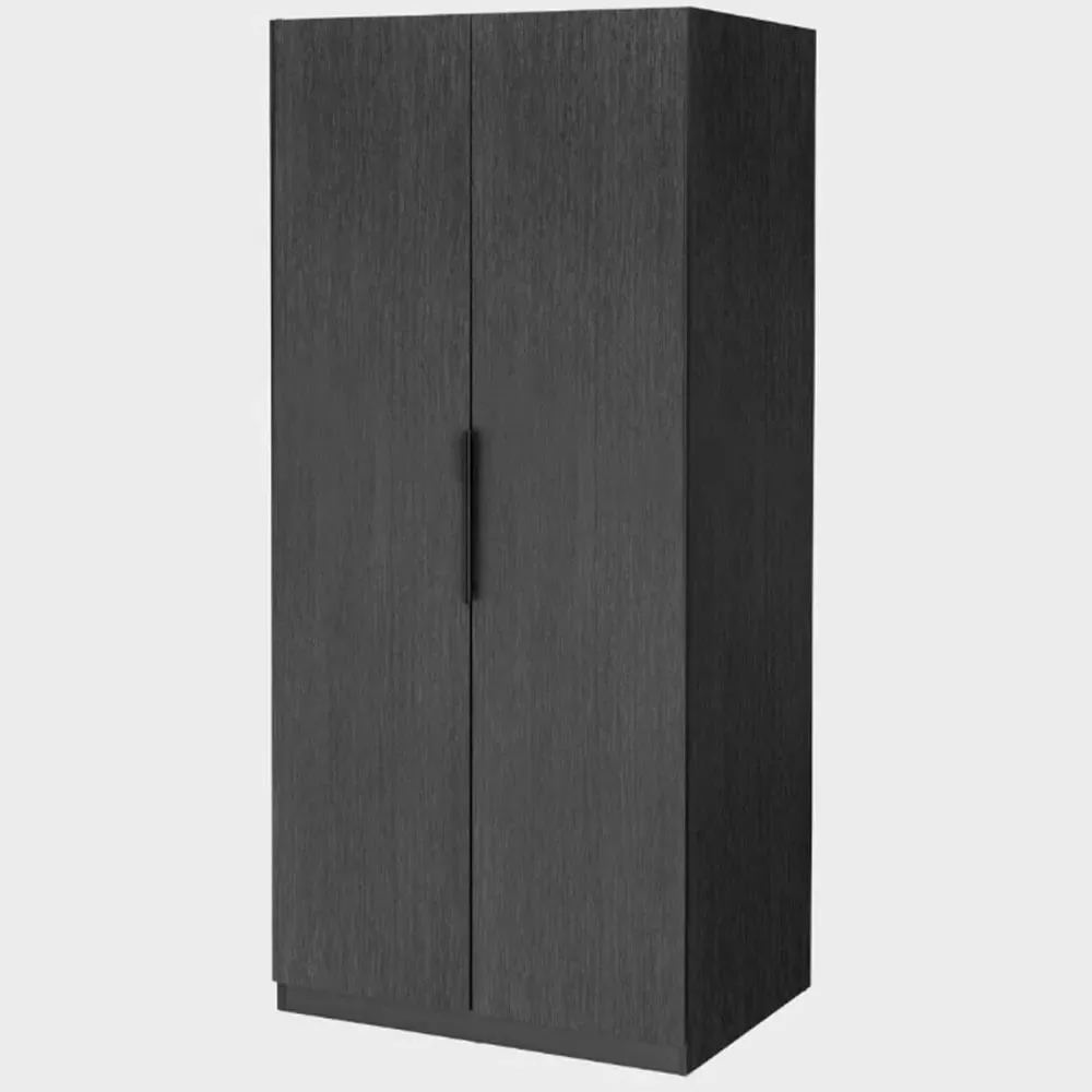 Lucca 2-Door Wardrobe with Soft-Close - Black, MDF image