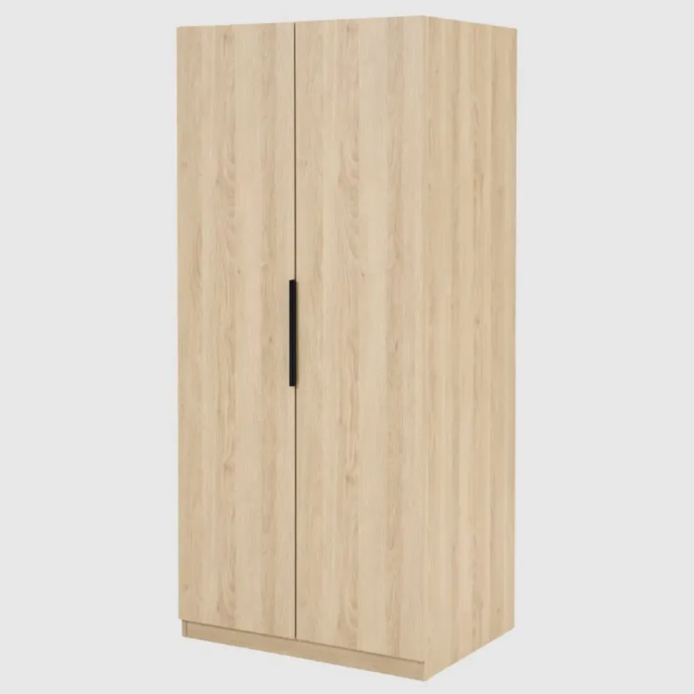 Lucca 2-Door Wardrobe with Soft-Close - Oak, MDF