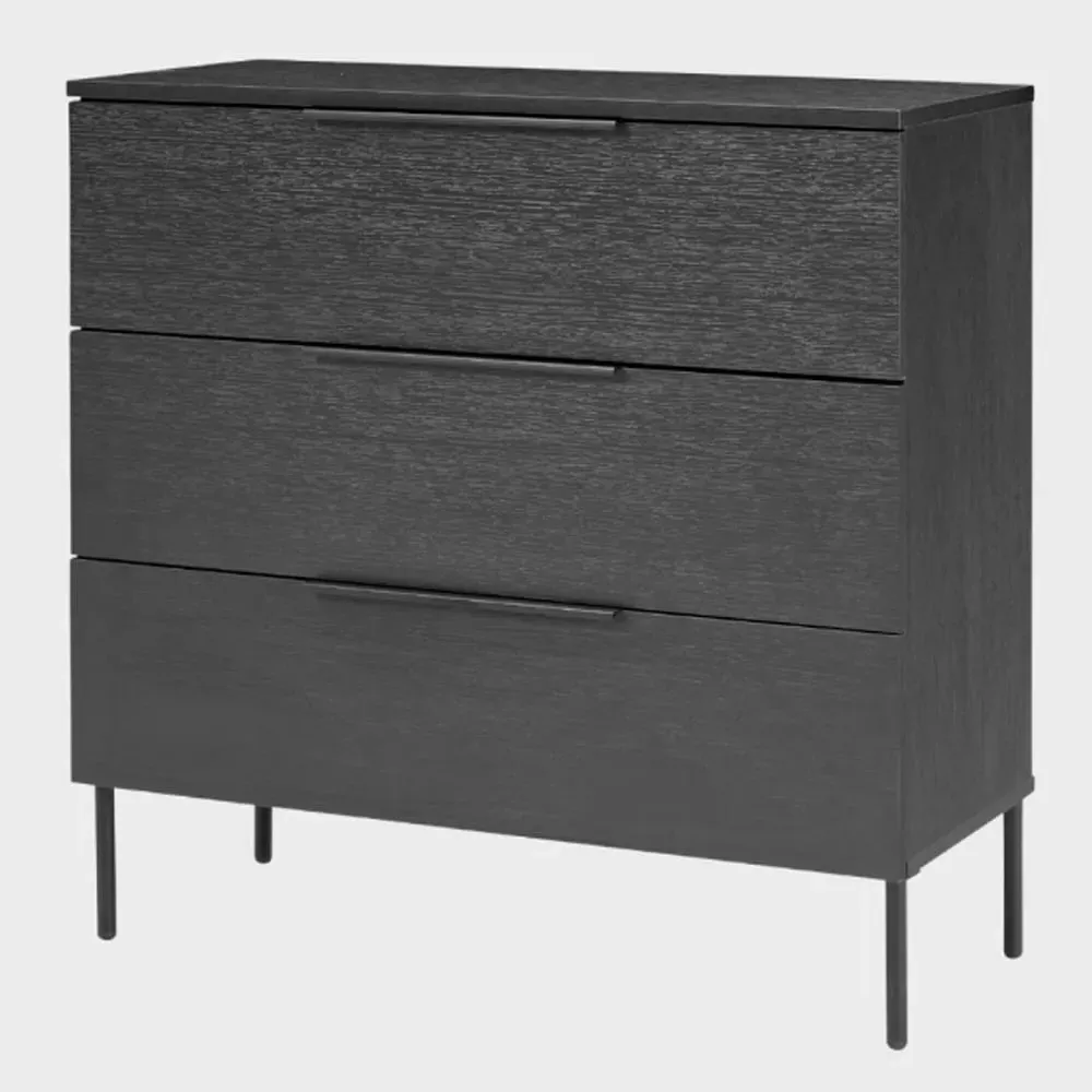 Lucca 3 Drawer Chest - Black, MDF image
