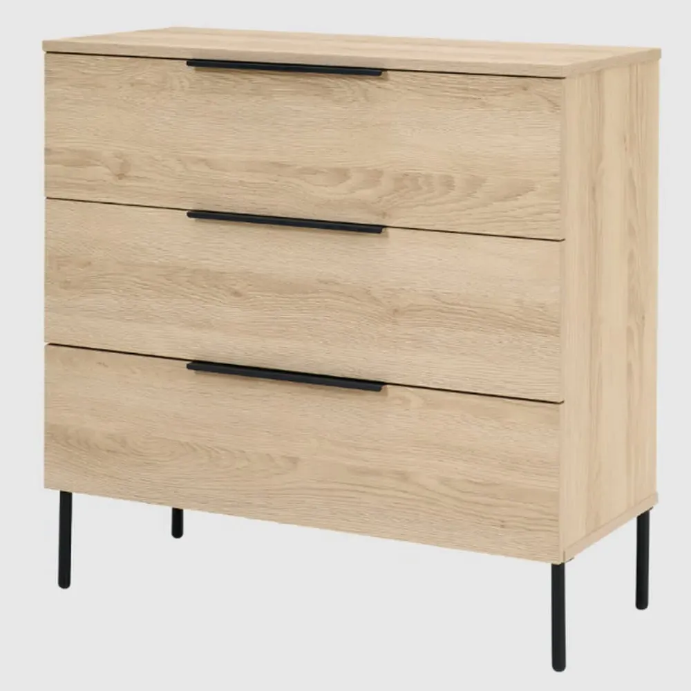 Lucca 3 Drawer Chest - Oak, MDF