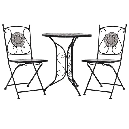 Lucca 3 Piece Mosaic Bistro Set - Grey, Ceramic Tile image
