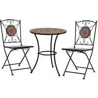Lucca 3 Piece Mosaic Bistro Set - Orange, Ceramic Tile