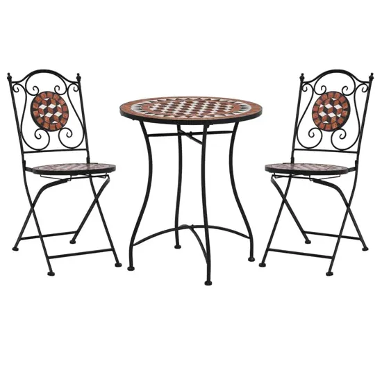 Lucca 3 Piece Mosaic Bistro Set - Terracotta, Ceramic Tile product