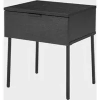 Lucca Bedside Cabinet with 1 Drawer - Black, MDF