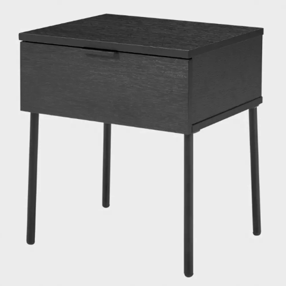 Lucca Bedside Cabinet with 1 Drawer - Black, MDF image