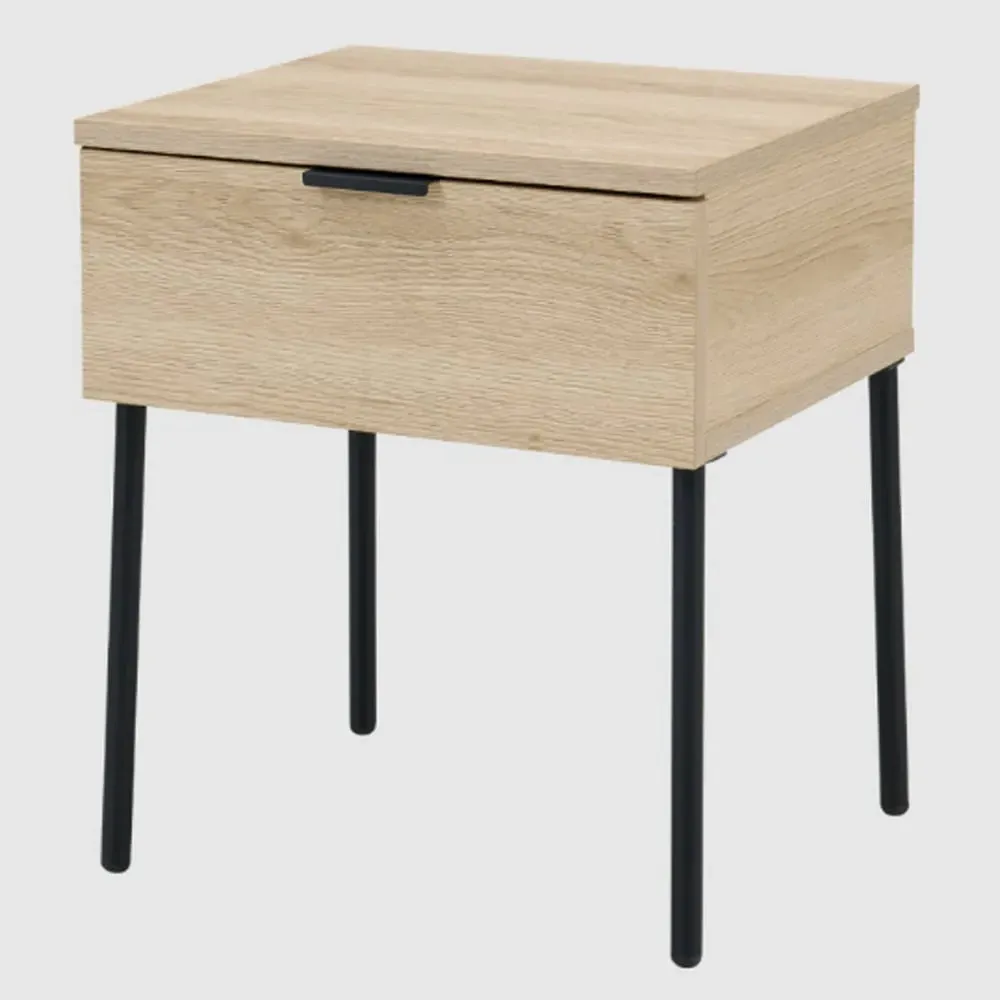 Lucca Bedside Cabinet with 1 Drawer - Oak, MDF