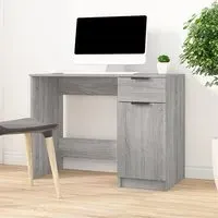 Lucos Laptop Desk with Storage - Grey Sonoma Oak