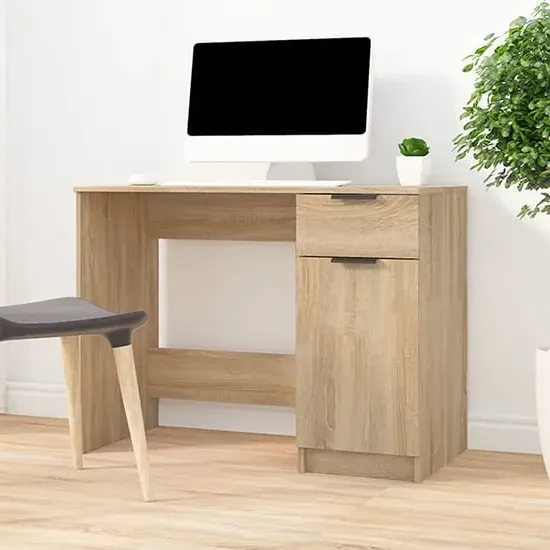 Lucos Laptop Desk with Storage - Sonoma Oak