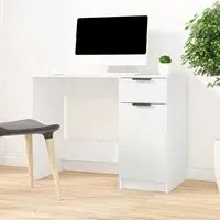Lucos Laptop Desk with Storage - White, Engineered Wood