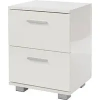 Lufkin Bedside Cabinet with 2 Drawers - White, High Gloss