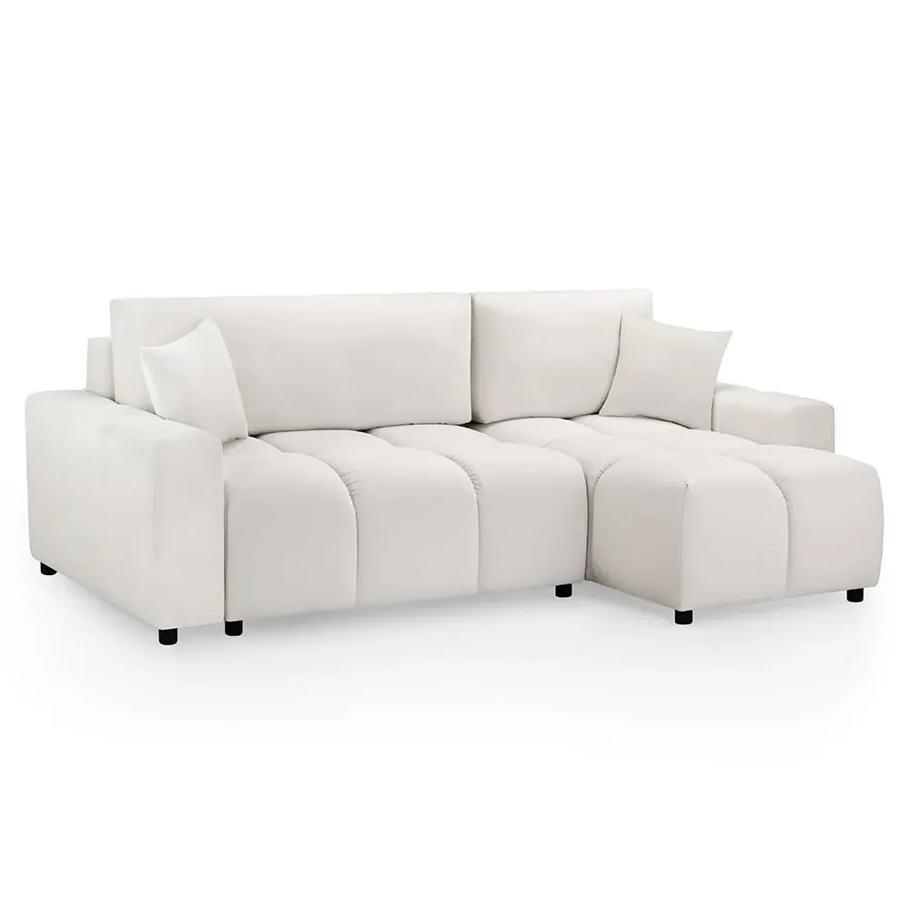 Lufkin L-Shaped Corner Sofa Bed with Storage - Beige, Fabric image