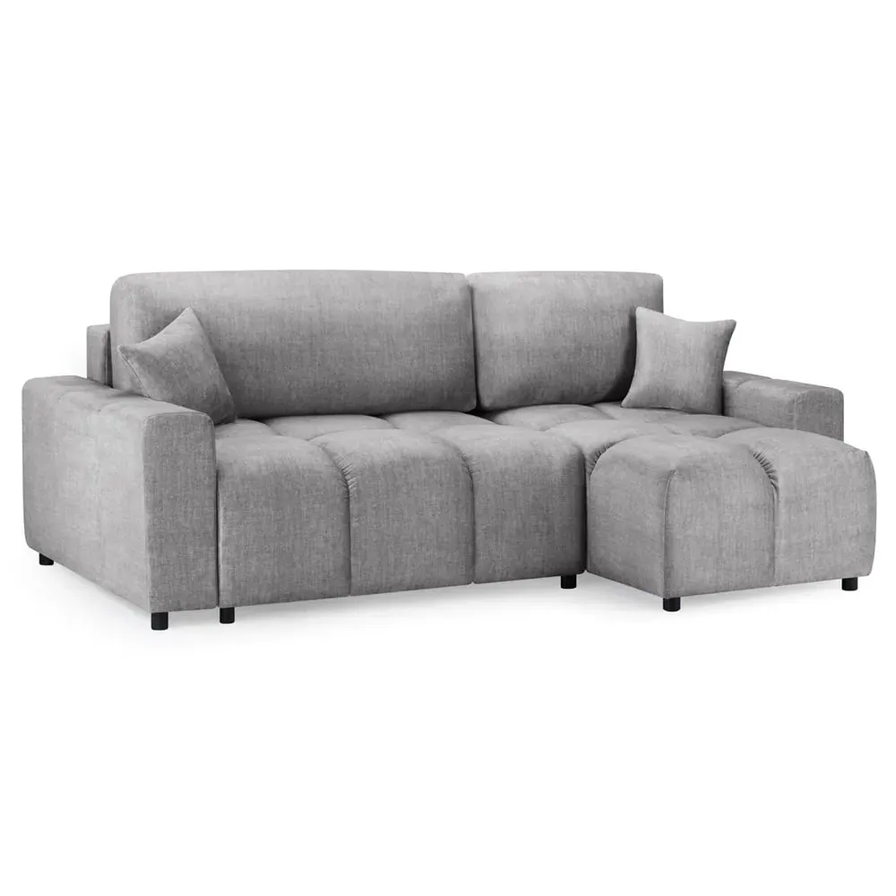 Lufkin L-Shaped Corner Sofa Bed with Storage - Grey, Fabric