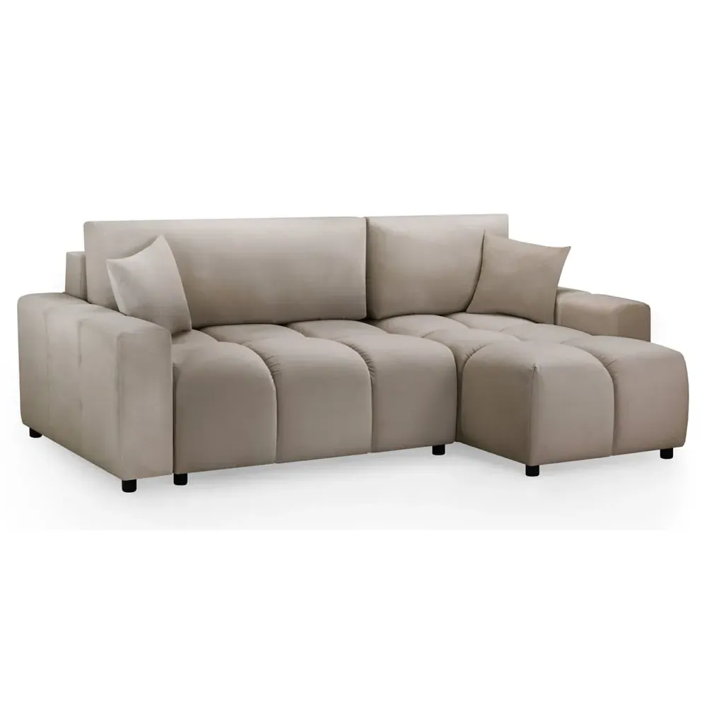 Lufkin L-Shaped Corner Sofa Bed with Storage - Mocha, Fabric
