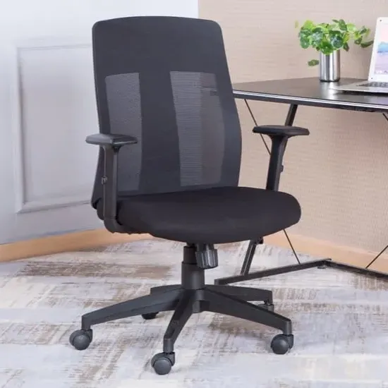 Lugano Mesh Office Chair with Adjustable Arms - Black