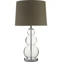 Lukano Table Lamp with Glass Base - Grey, Fabric