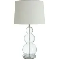 Lukano Table Lamp with Glass Base - White, Fabric