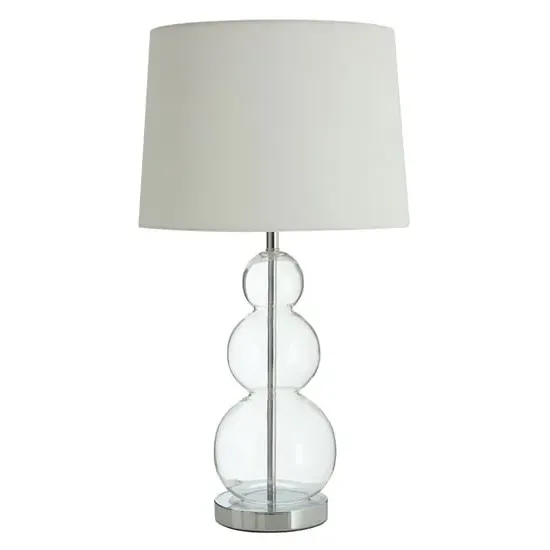 Lukano Table Lamp with Glass Base - White, Fabric image