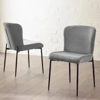 Luling Dining Chairs in Pair - Grey, Velvet