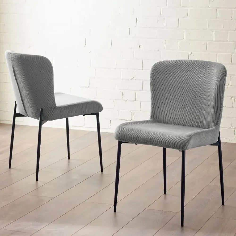 Luling Dining Chairs in Pair - Grey, Velvet
