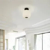 Lumina Ribbed Glass Flush Ceiling Light - White, Steel