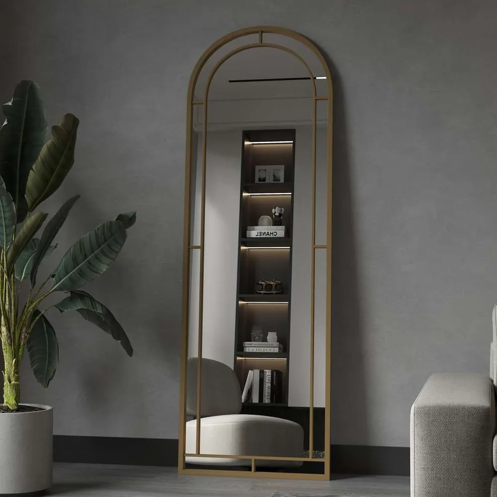 Luna Glass Cheval Full-Length Mirror - Gold, Metal product