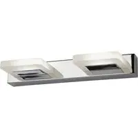 Luna LED 2 Light Wall Light - Chrome, Frosted Glass