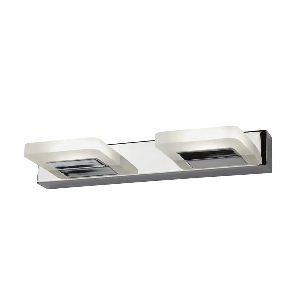 Luna LED 2 Light Wall Light - Chrome, Frosted Glass