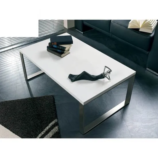 Luna Rectangular Coffee Table - White, High Gloss image